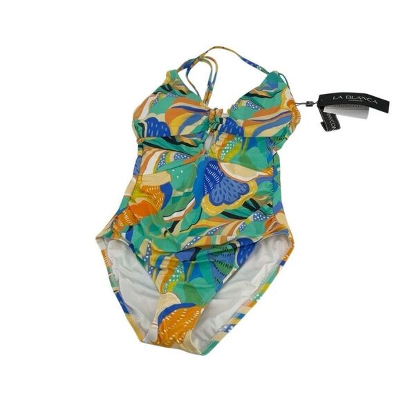 NWT La Blanca Multicolor Sun In Sicily Underwire One Piece Swimsuit Size 4 - Picture 2 of 9